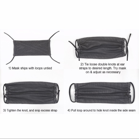 đź–¤ Black Satin Face Mask w/Gunmetal Chain - Picture 5 of 5